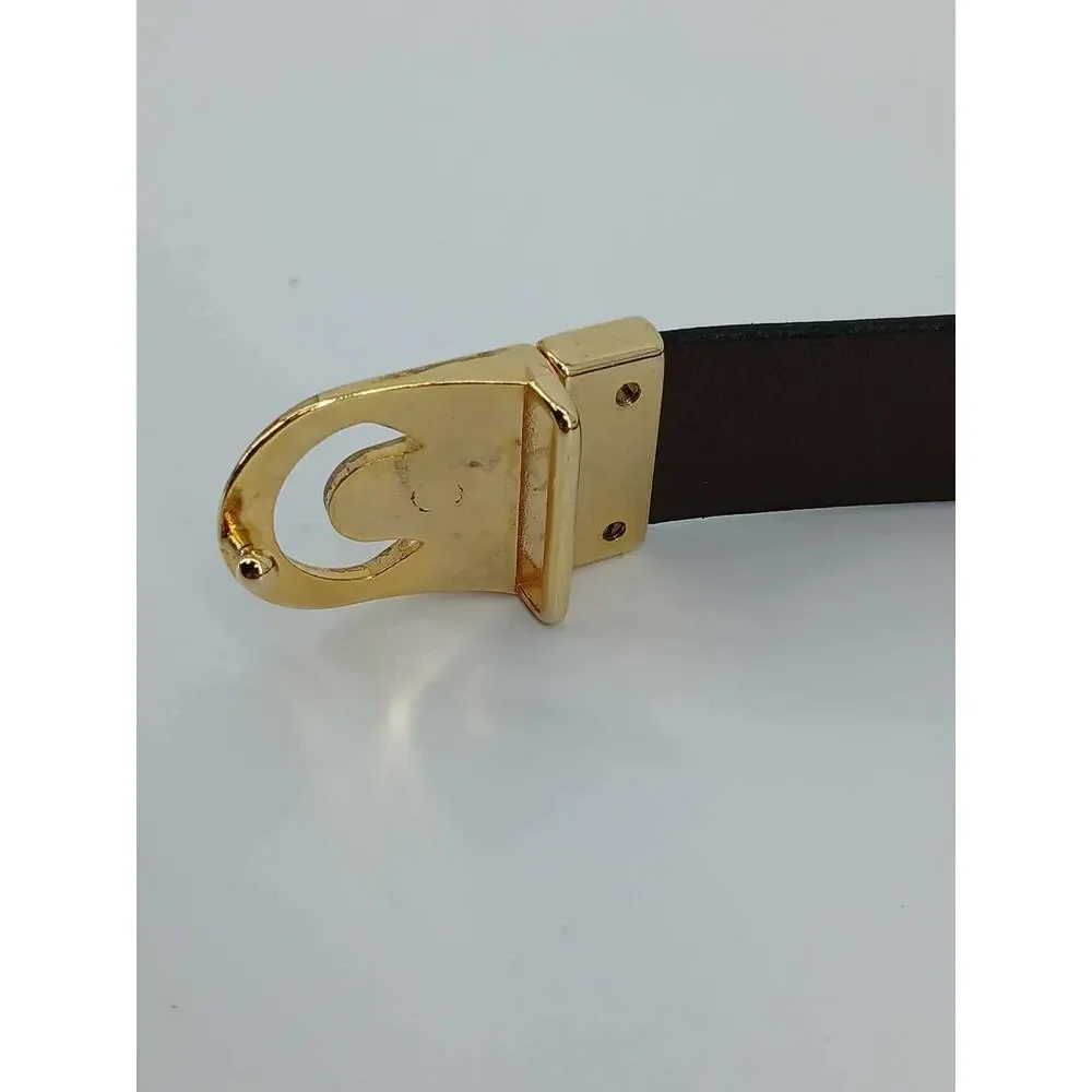 Pierre Cardin vintage leather belt with gold-tone C buckle (40)
